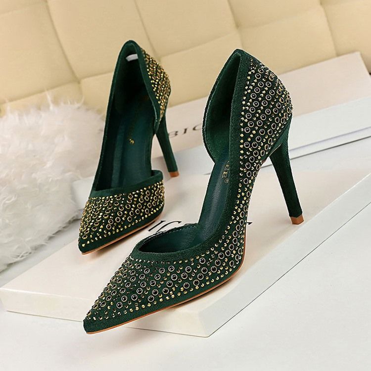 Spitze Pumps Für Damen Mit Strass-faux-wildleder-stiletto-absatz