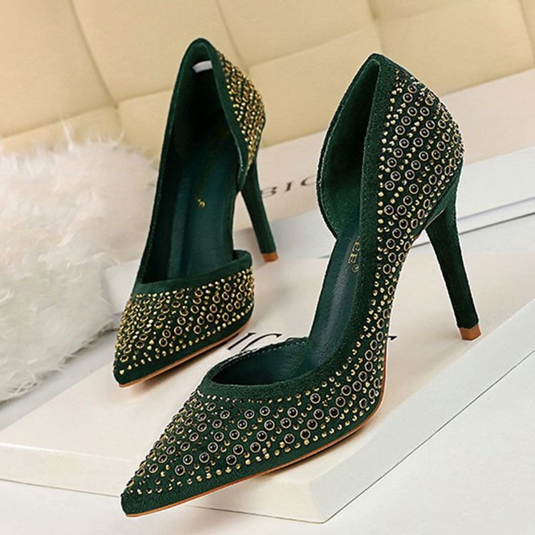 Spitze Pumps Für Damen Mit Strass-faux-wildleder-stiletto-absatz