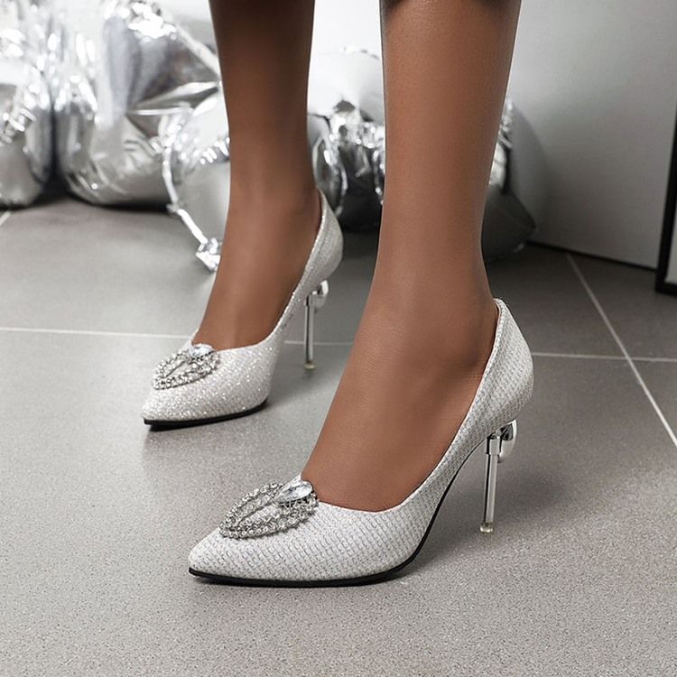 Spitze Zehe Slip-on Strass Low-cut Obermaterial Dünne Schuhe Für Damen