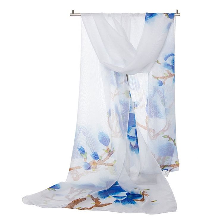 Damen-sommer-pflanzenschal Mit Chiffon-print