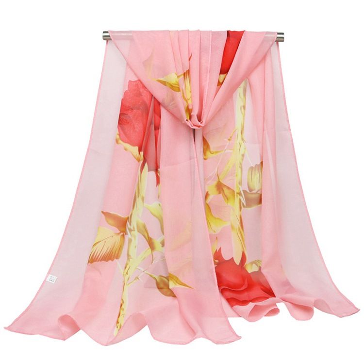 Graceful Rose Printed Chiffon Damenschal