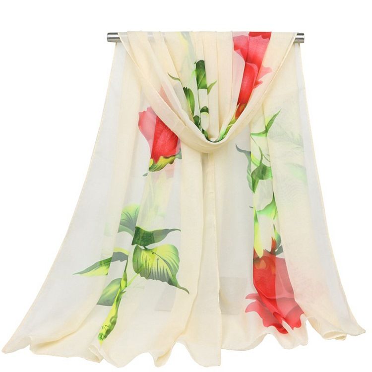 Graceful Rose Printed Chiffon Damenschal