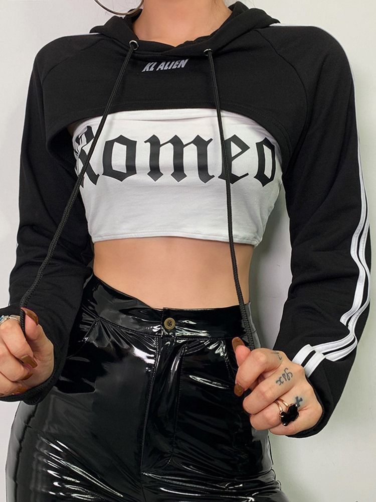 Damen-brief-langarm-pullover Mit Ausgestelltem Bauch Und Kapuze