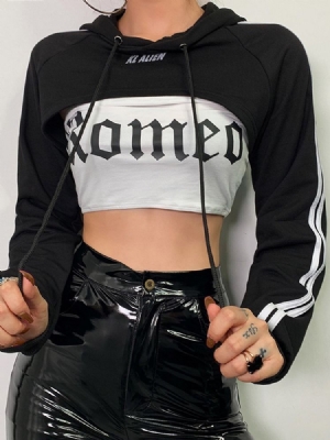 Damen-brief-langarm-pullover Mit Ausgestelltem Bauch Und Kapuze