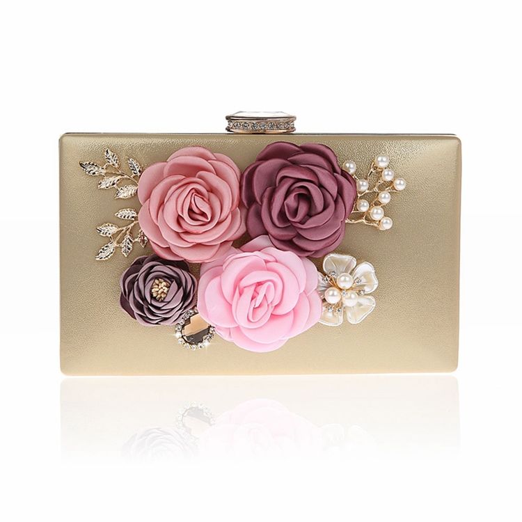 Blumen Strass Verzierung Mini Damen Clutch