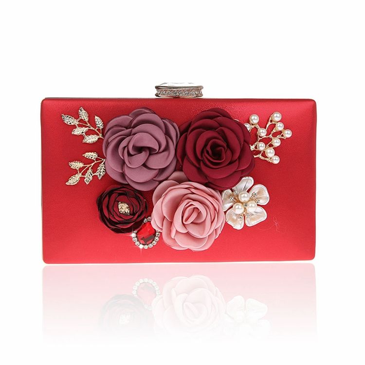 Blumen Strass Verzierung Mini Damen Clutch