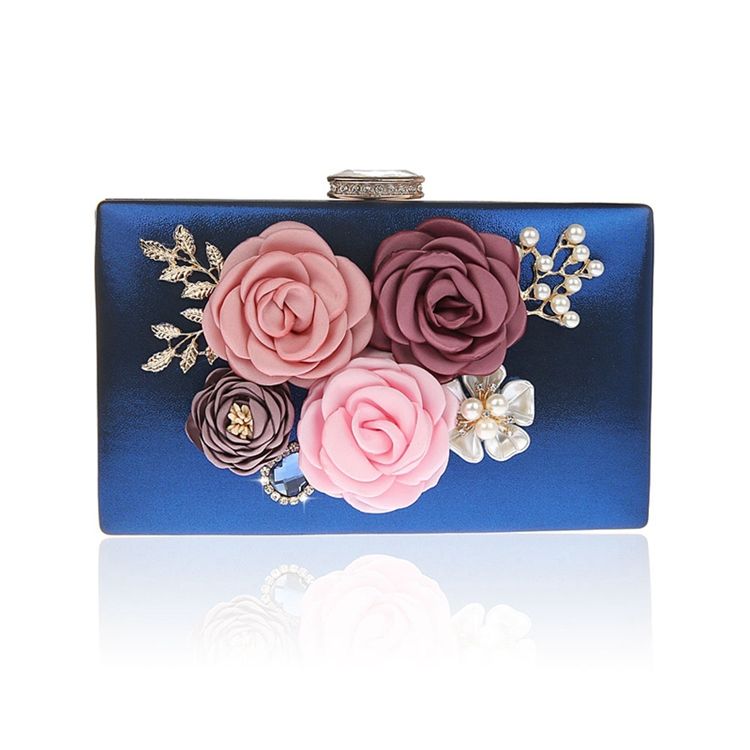 Blumen Strass Verzierung Mini Damen Clutch