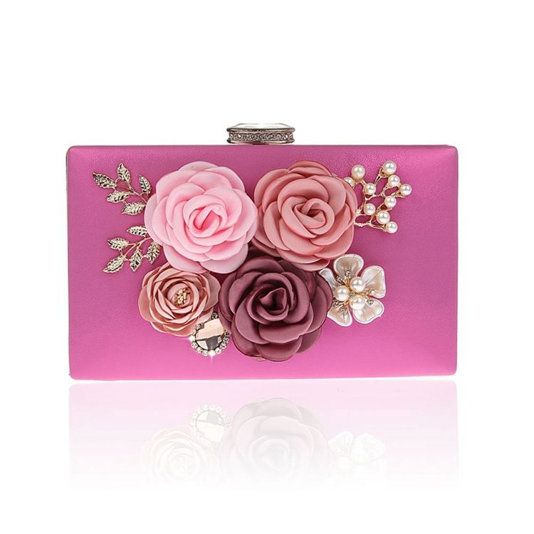 Blumen Strass Verzierung Mini Damen Clutch