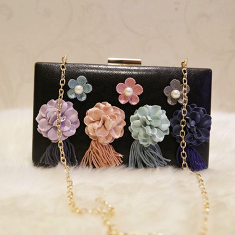 Blumenperlen Strass Deko Clutch