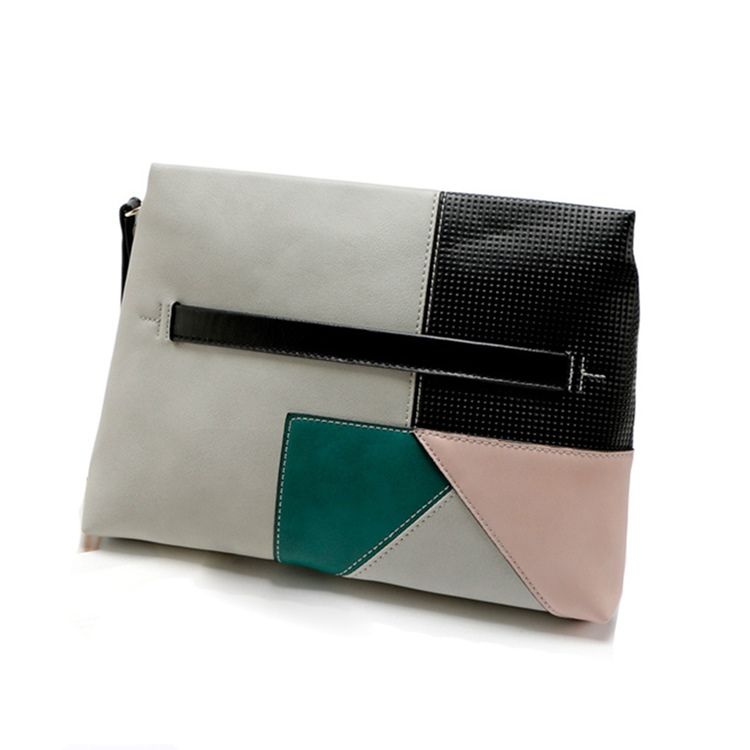 Concise Colour Block Zipper Damen Clutch