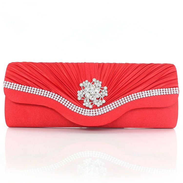 Damenhafte Strass-lily-falten-dekorierte Abend-clutch