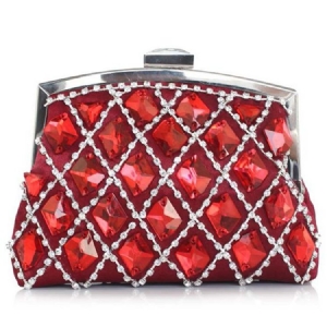 Edle Geometrische Karierte Strass Abend Clutch