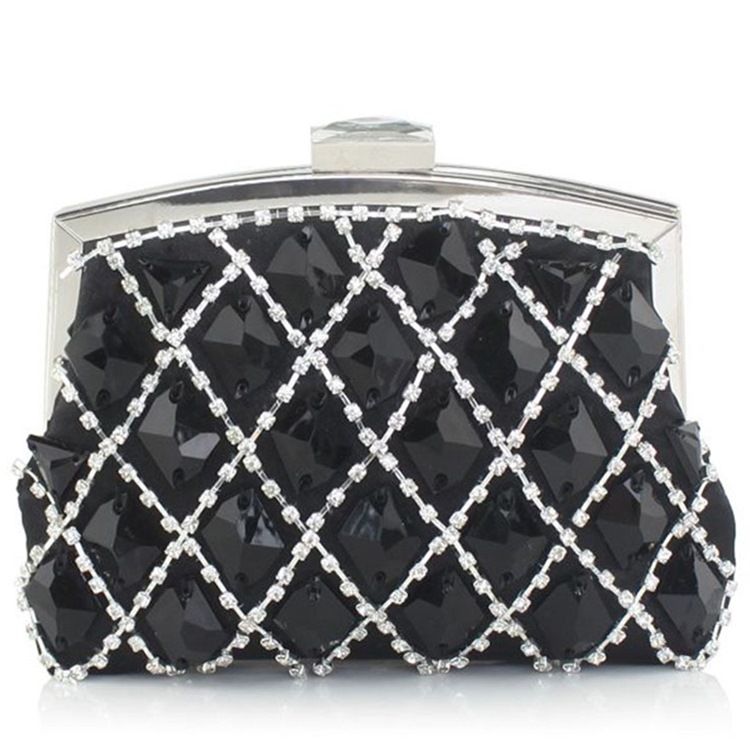 Edle Geometrische Karierte Strass Abend Clutch