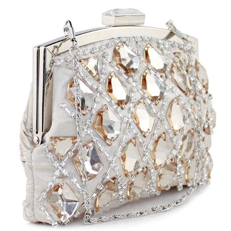 Edle Geometrische Karierte Strass Abend Clutch