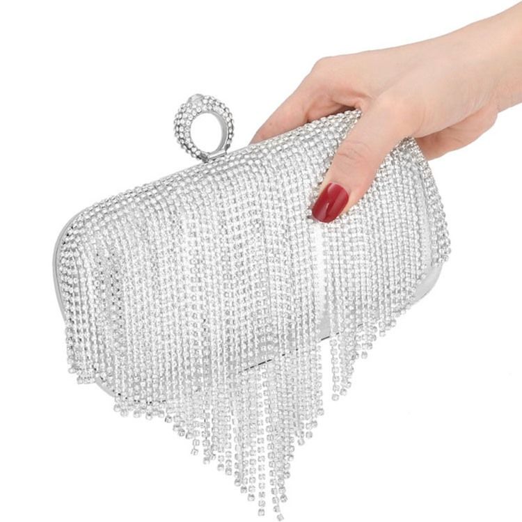 Fransen Strass Vielseitige Rechteckige Clutches Abendtaschen