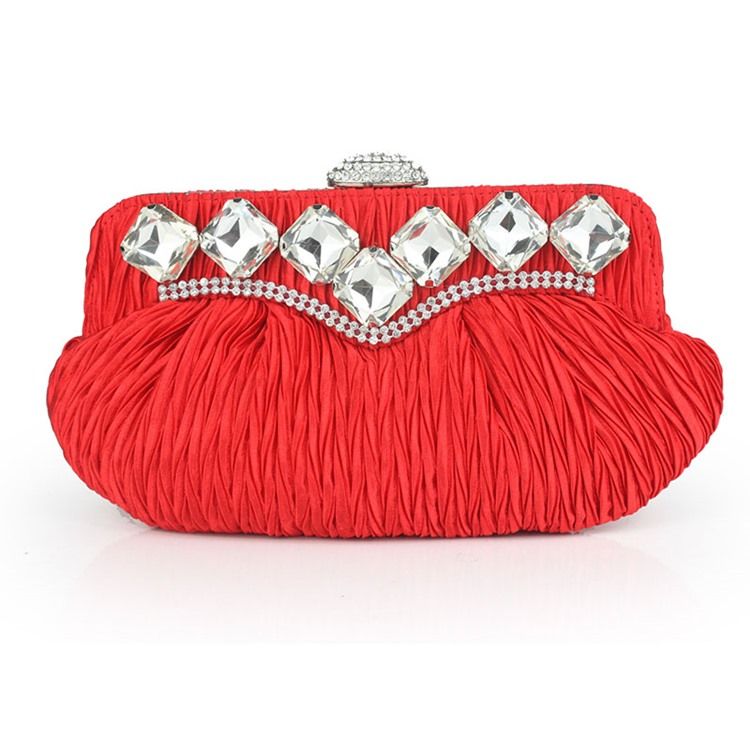 Plissierte Abend-clutch Mit Strassverzierung