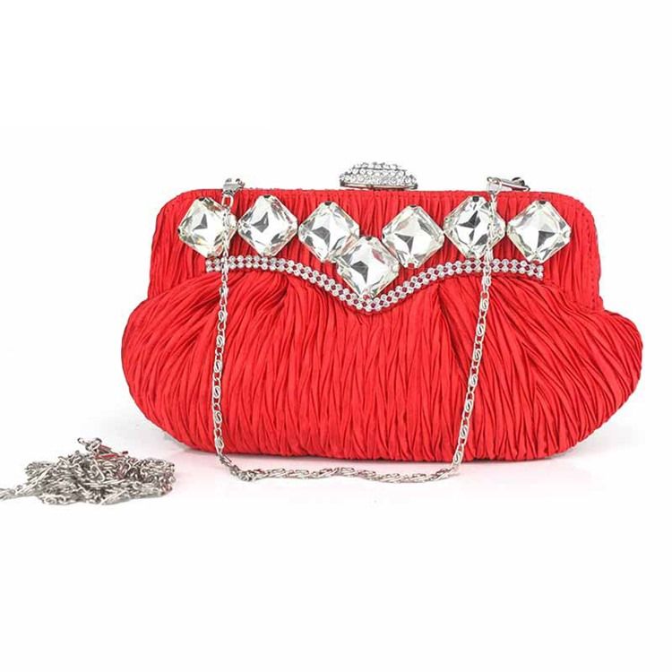 Plissierte Abend-clutch Mit Strassverzierung