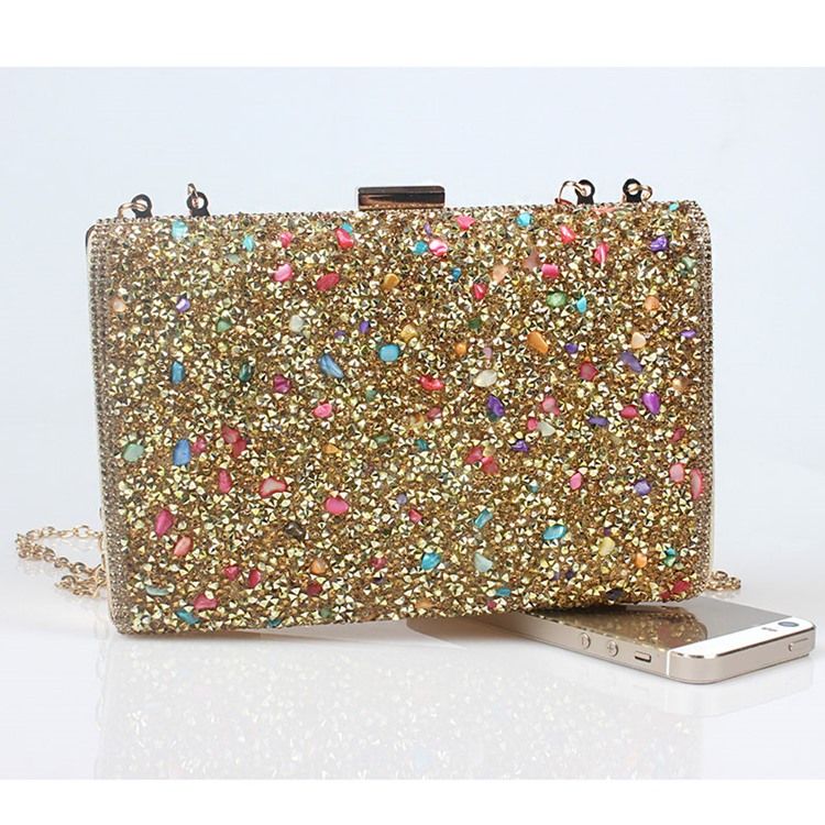 Schillernde Bunte Steinverkrustete Design Clutch