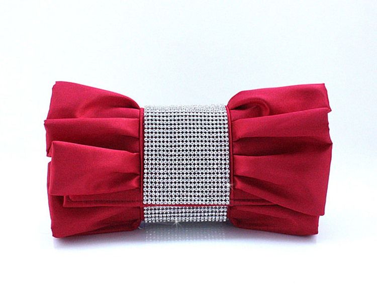 Schönes Rot Mit Strass Abend Handtasche Clutch