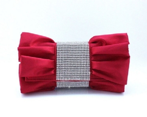 Schönes Rot Mit Strass Abend Handtasche Clutch