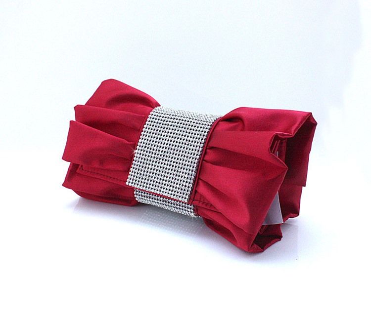 Schönes Rot Mit Strass Abend Handtasche Clutch