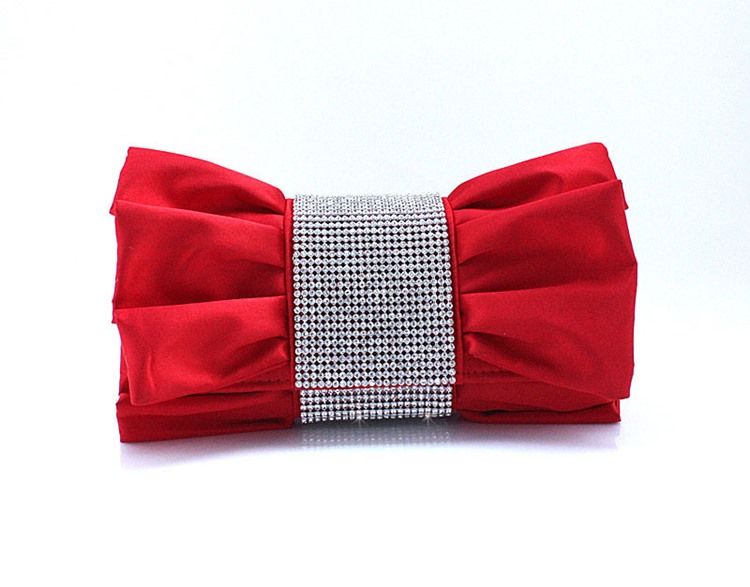 Schönes Rot Mit Strass Abend Handtasche Clutch