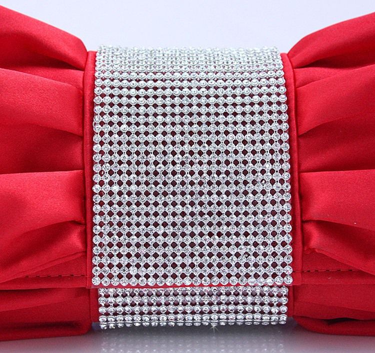 Schönes Rot Mit Strass Abend Handtasche Clutch