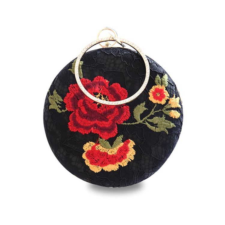 Vintage Clutch Mit Blumenstickerei