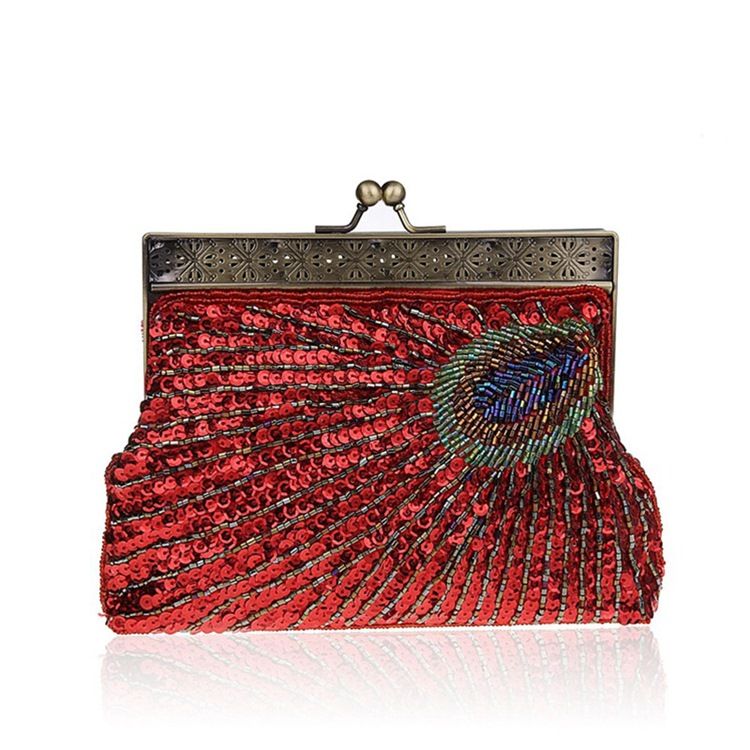 Vintage Pfauenmuster Damen Clutch