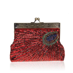 Vintage Pfauenmuster Damen Clutch