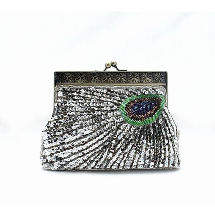 Vintage Pfauenmuster Damen Clutch