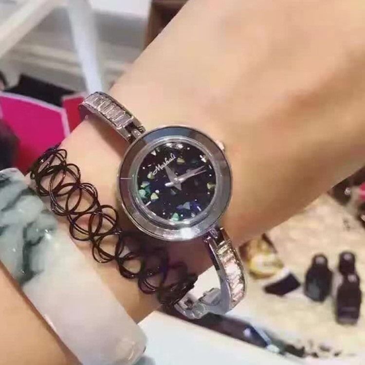 Runde Quarzuhr Mit Dünnem Armband Für Damen