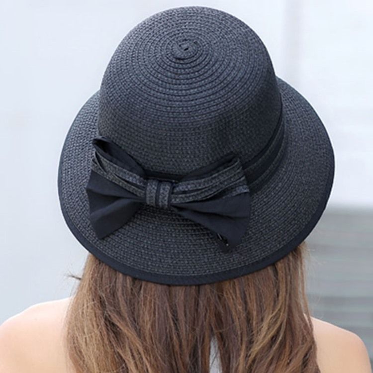 Damen Streifen Design Bowknot Faltbarer Sommer Sonnenhut