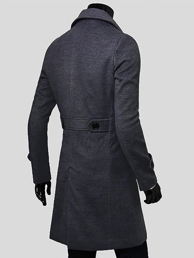 Zweireihiger Schmaler Herren-peacoat Mit Gekerbtem Revers