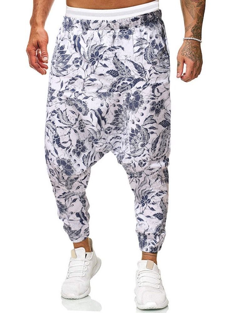 Baggy Pants Print Floral Mid Waist Herren Freizeithose