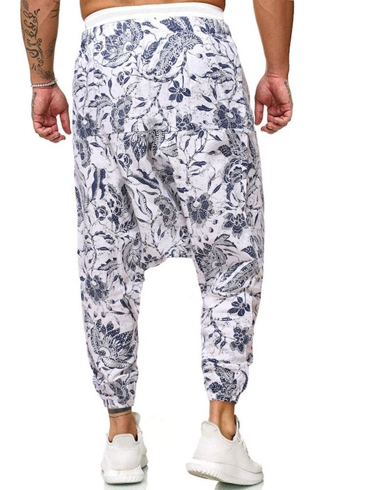 Baggy Pants Print Floral Mid Waist Herren Freizeithose