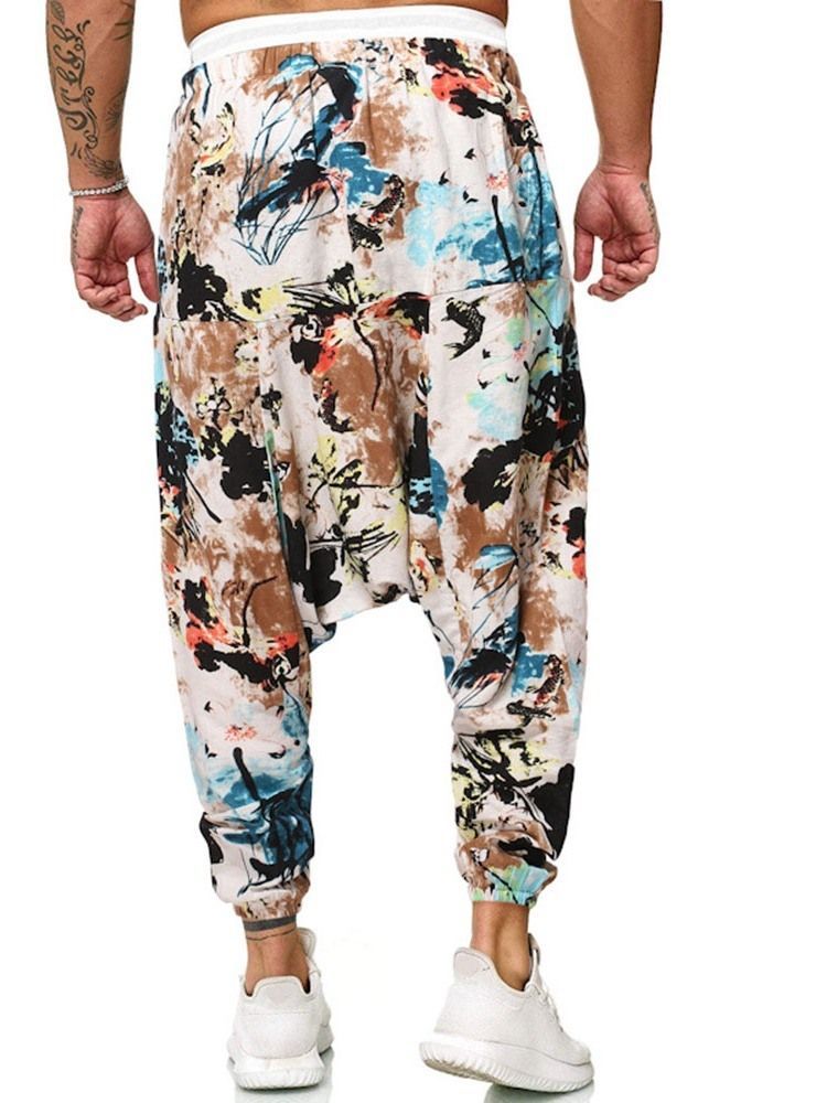 Baggy Pants Print Floral Mid Waist Herren Freizeithose