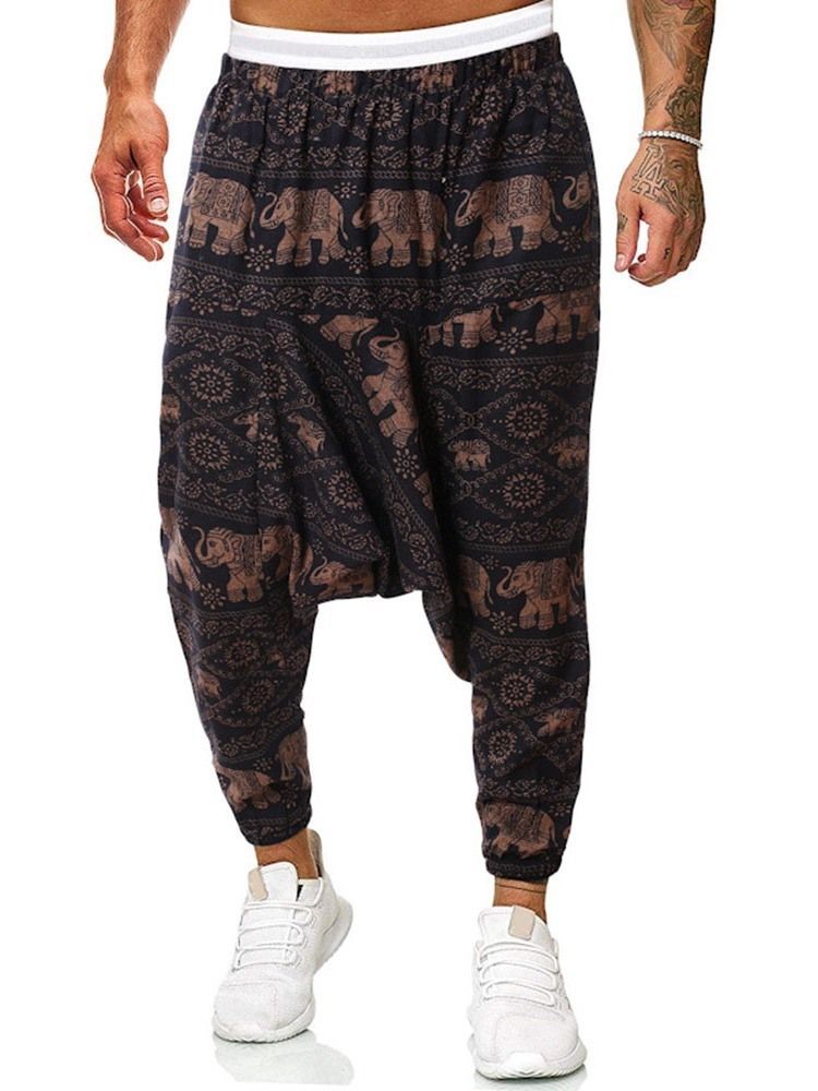 Baggy Pants Print Floral Mid Waist Herren Freizeithose