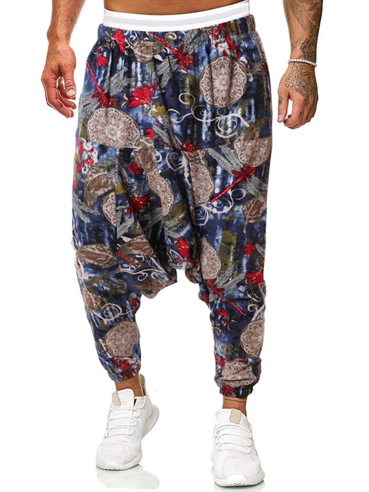 Baggy Pants Print Floral Mid Waist Herren Freizeithose