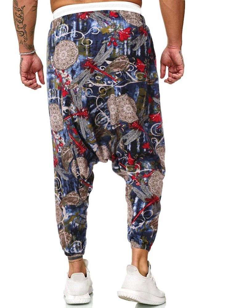 Baggy Pants Print Floral Mid Waist Herren Freizeithose