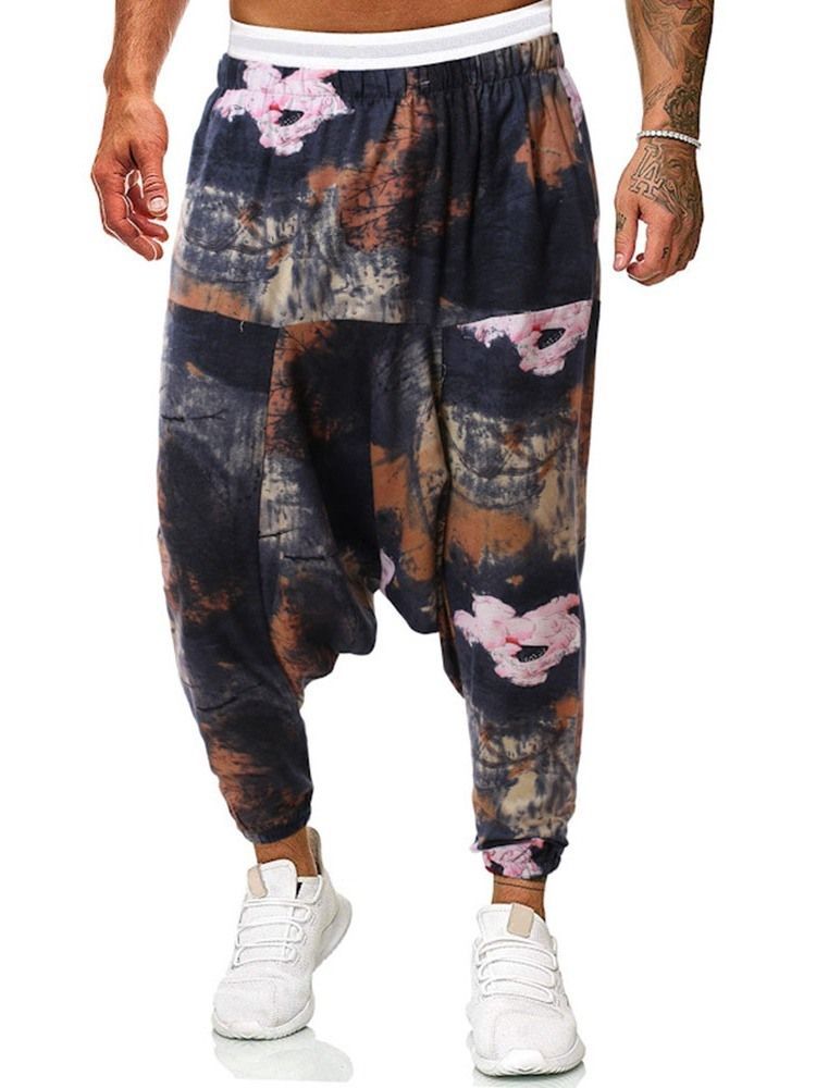 Baggy Pants Print Floral Mid Waist Herren Freizeithose