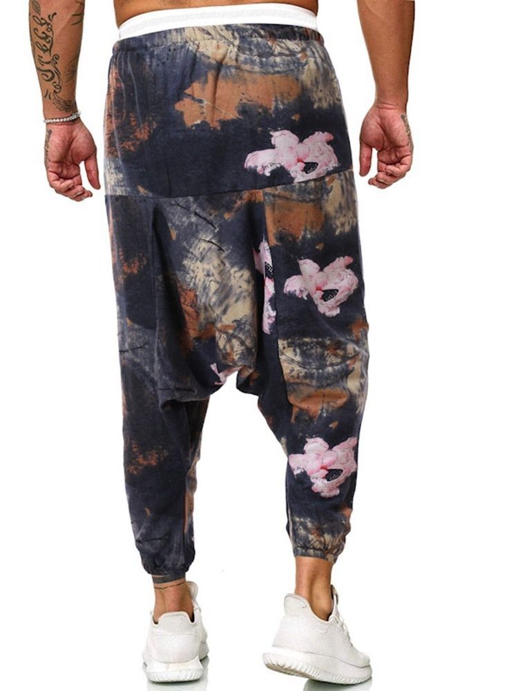 Baggy Pants Print Floral Mid Waist Herren Freizeithose