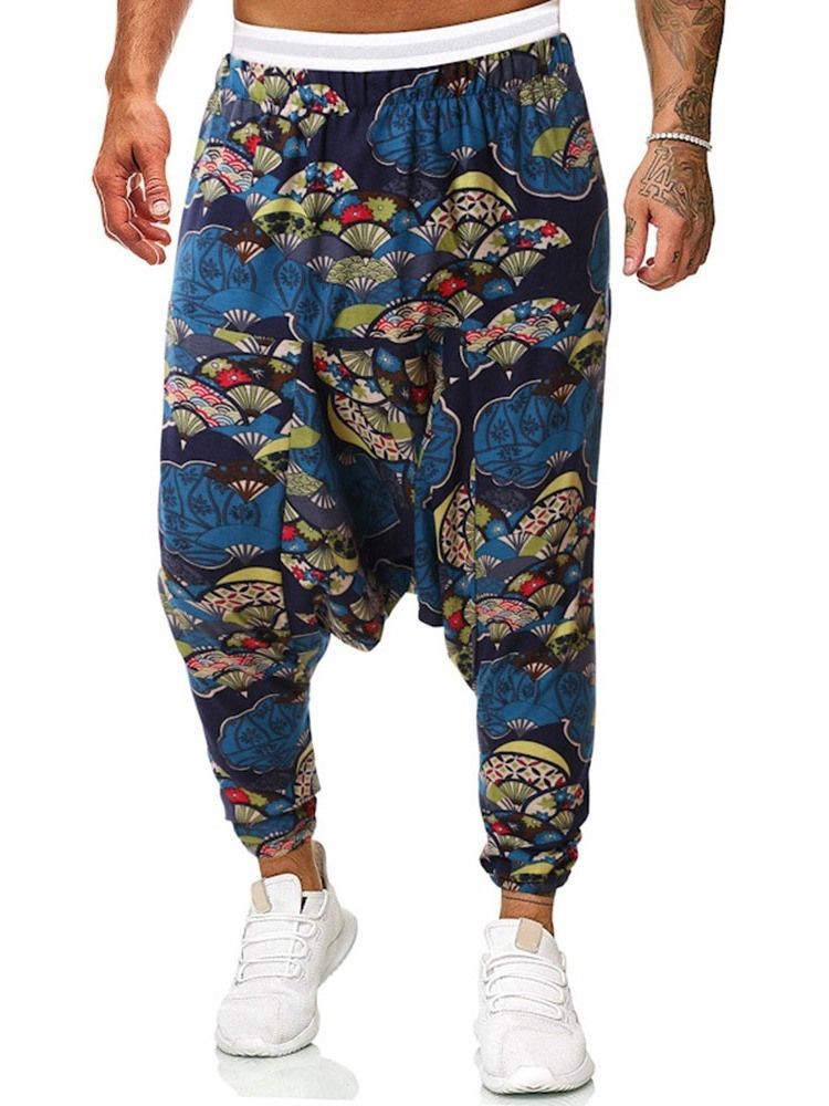 Baggy Pants Print Floral Mid Waist Herren Freizeithose