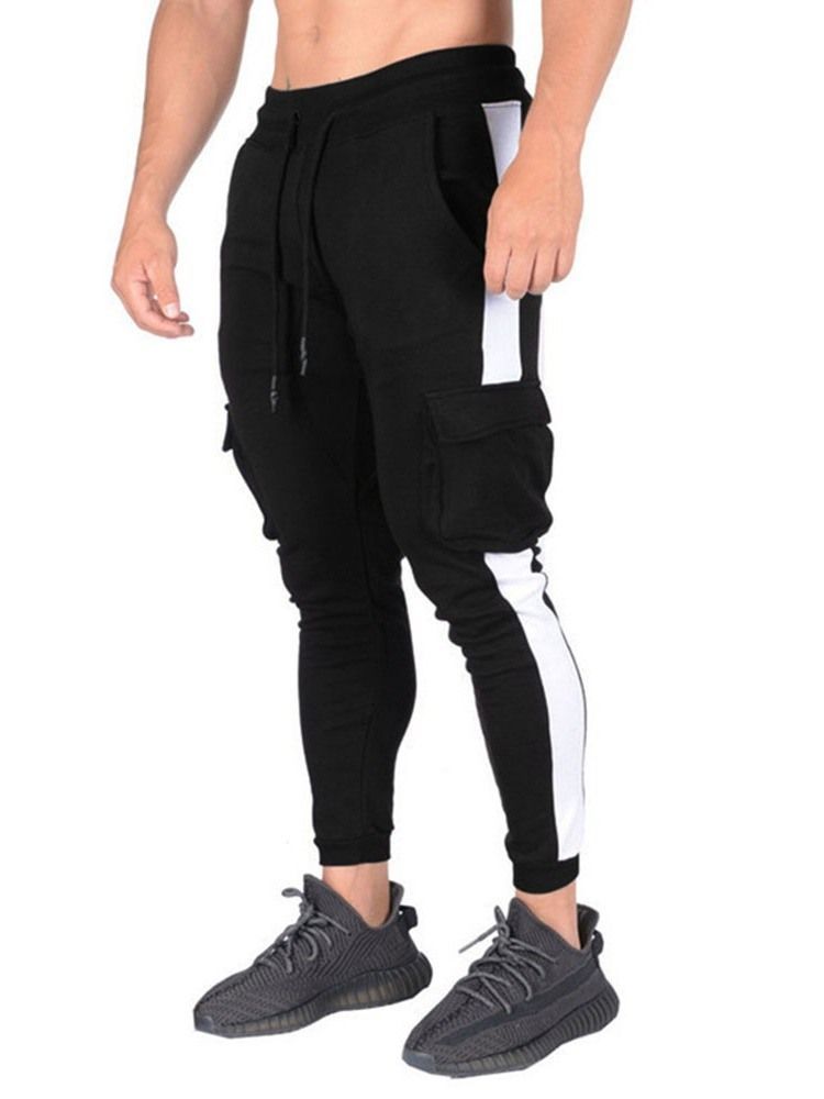 Bleistifthose Mit Schnürung Farbblock Mid Waist Herren Freizeithose