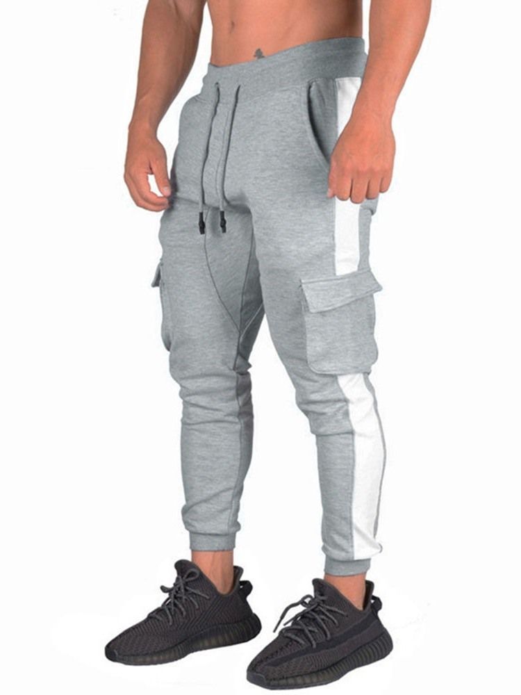 Bleistifthose Mit Schnürung Farbblock Mid Waist Herren Freizeithose