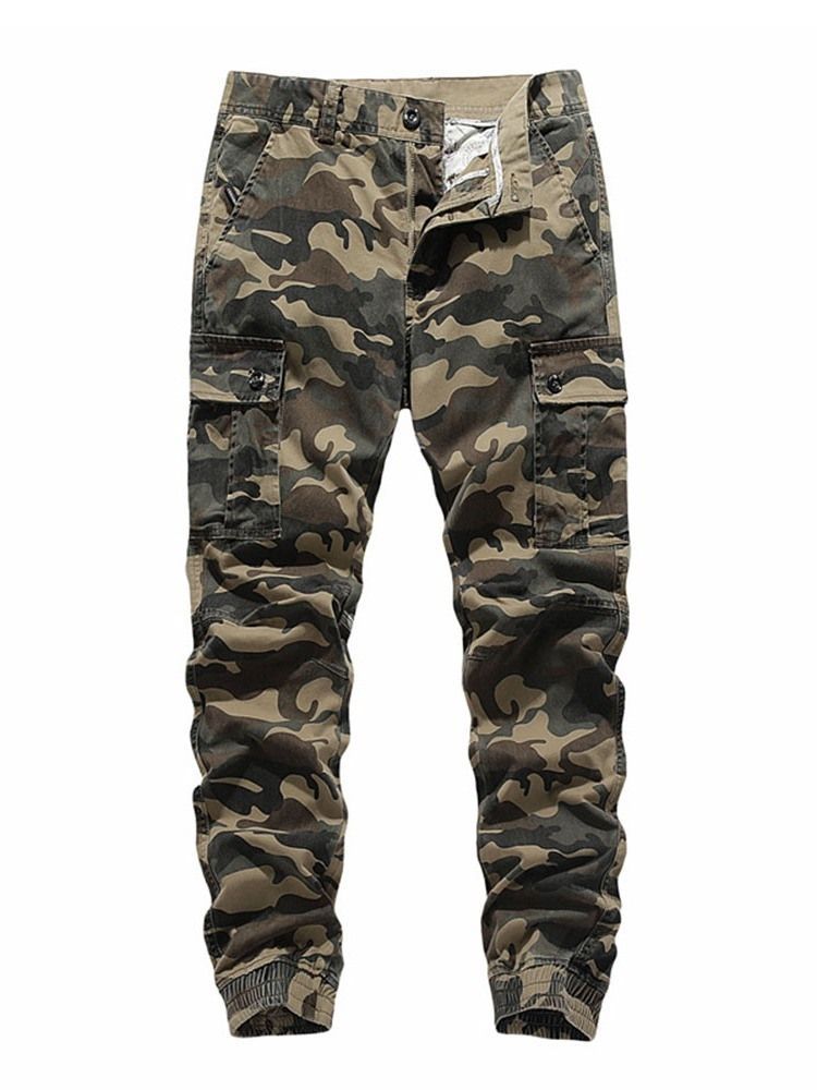 Bleistifthose Pocket Camouflage Mid Waist European Casual Herrenhosen