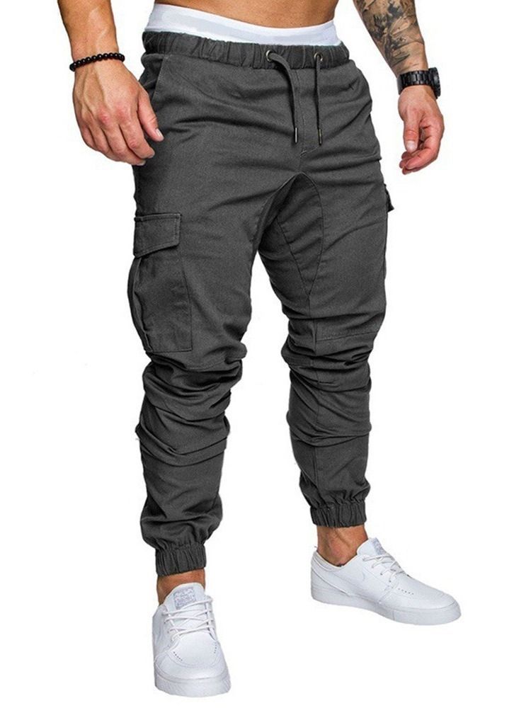 Bleistifthose Zum Schnüren Einfarbig Herren Sport Freizeithose