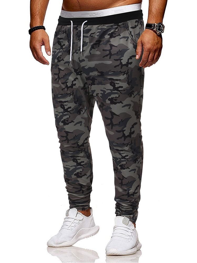 Camouflage Pocket Herbst Herren Freizeithose Mit Schnürung