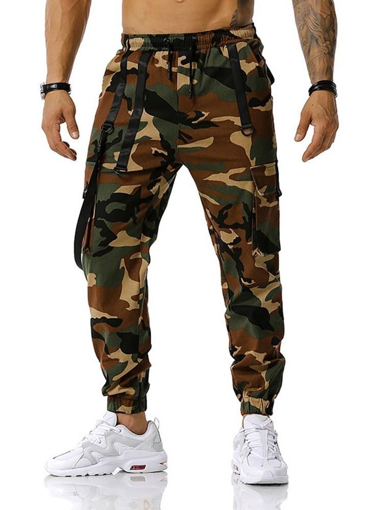 Camouflage Pocket Pencil Pants Casual Lace-up Casual Herrenhosen