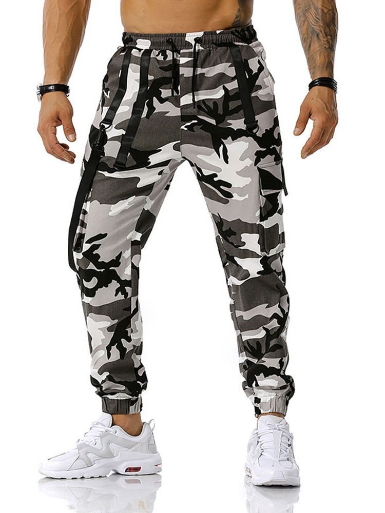 Camouflage Pocket Pencil Pants Casual Lace-up Casual Herrenhosen